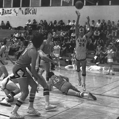 North Thurston High School v. Shelton High School basketball game, North Thurston High School, January 5, 1977: Frame 7a