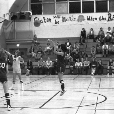 Women's basketball game, North Thurston High School gym, 1976: Frame 22a