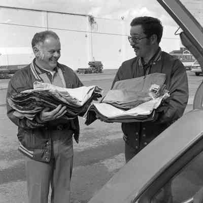 Unidentified men, Lacey Leader Office parking lot, Date unknown: Frame 6