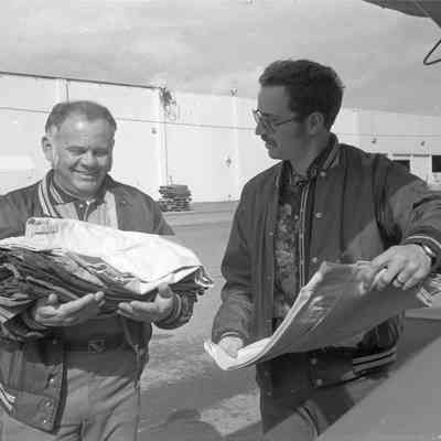 Unidentified men, Lacey Leader Office parking lot, Date unknown: Frame 3