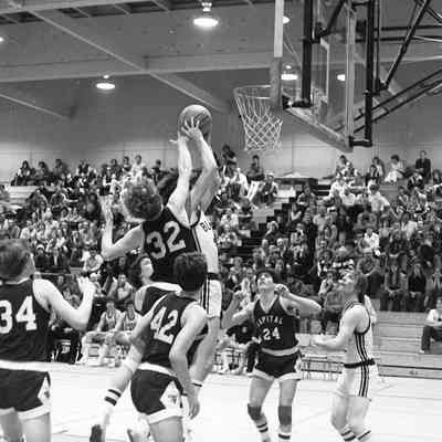 Timberline High School v. Capital High School basketball game, January 26, 1977: Frame 28c