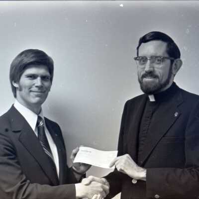 Father John Scott and Gary Stoskopf, 1976