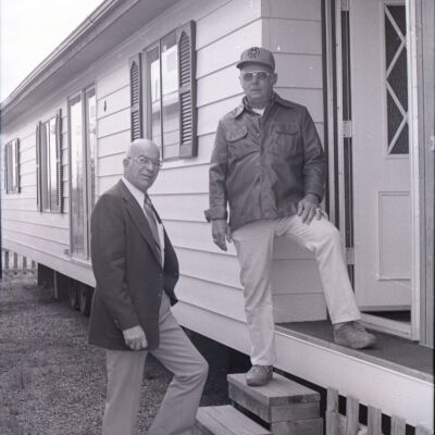 Carl Graham and Lou Chruigton (?) of Henderson Mobile Homes, Unknown Date
