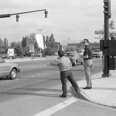 Unidentified men, corner of Sleater Kinney Road and 6th Ave., Lacey, Washington, Date unknown: Frame 4