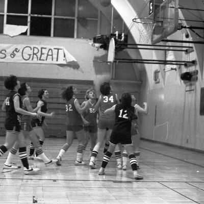 Women's basketball game, North Thurston High School gym, 1976: Frame 42c