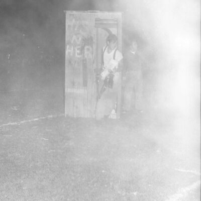 Firefighters putting out a fire, Timberline High School, October 17, 1972: Frame 17