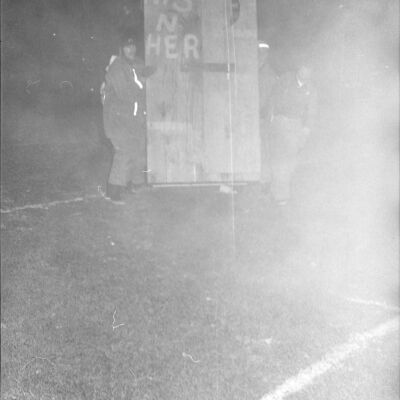 Firefighters putting out a fire, Timberline High School, October 17, 1972: Frame 18