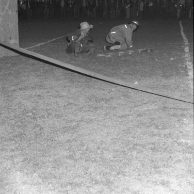 Firefighters putting out a fire, Timberline High School, October 17, 1972: Frame 5