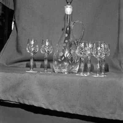 Decanter and wine glasses, Candle Shop, Capital Mall, Date unknown: Frame 22