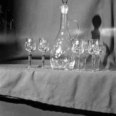Decanter and wine glasses, Candle Shop, Capital Mall, Date unknown: Frame 23