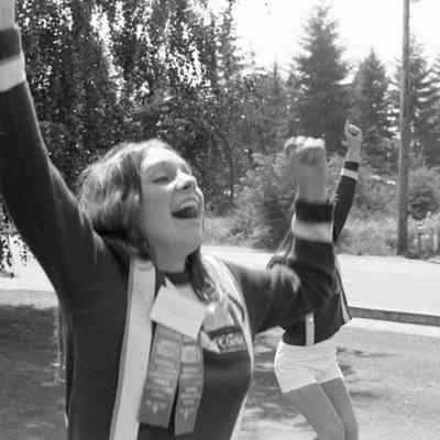 Unidentified cheerleader, Timberline High School, 1972: Frame 13b