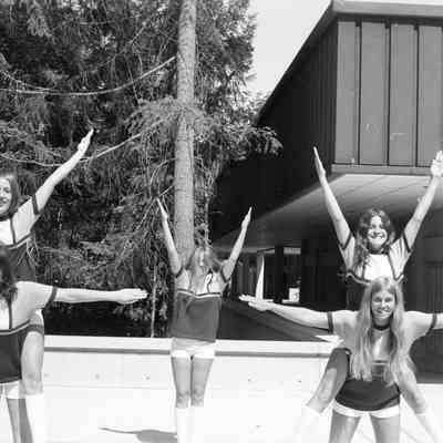 Unidentified cheerleaders, Timberline High School, 1972: Frame 14a