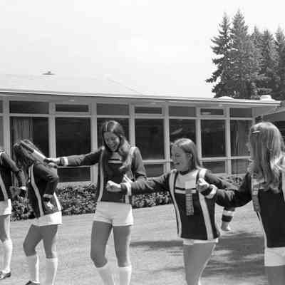Unidentified cheerleaders, Timberline High School, 1972: Frame 14b