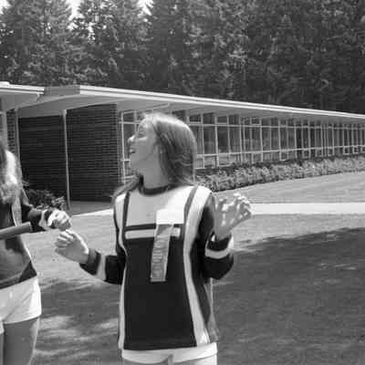 Unidentified cheerleaders, Timberline High School, 1972: Frame 15b