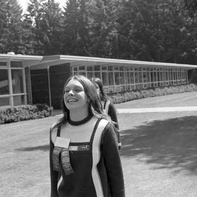 Unidentified cheerleader, Timberline High School, 1972: Frame 16a