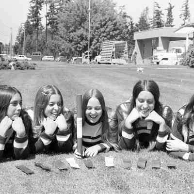 Unidentified cheerleaders, Timberline High School, 1972: Frame 21a