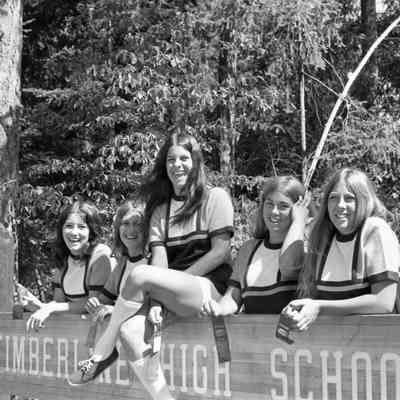 Unidentified cheerleaders, Timberline High School, 1972: Frame 3a