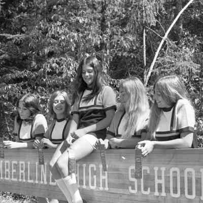 Unidentified cheerleaders, Timberline High School, 1972: Frame 4a
