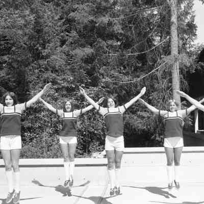 Unidentified cheerleaders, Timberline High School, 1972: Frame 8a