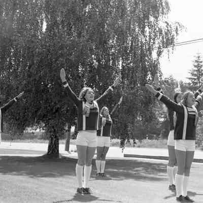 Unidentified cheerleaders, Timberline High School, 1972: Frame 10b