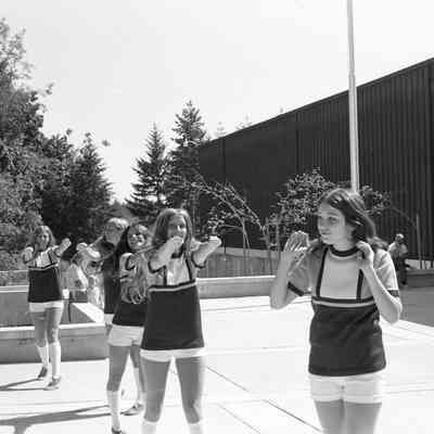 Unidentified cheerleaders, Timberline High School, 1972: Frame 12a