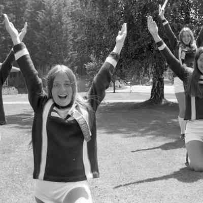 Unidentified cheerleaders, Timberline High School, 1972: Frame 12b