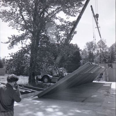 B&R Sales barn under construction, 1973: Frame 7