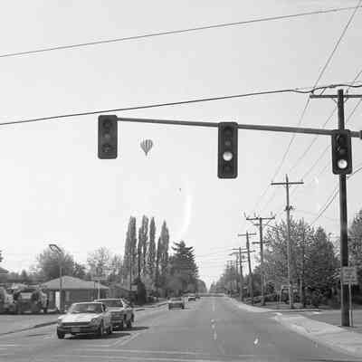 Street scene and Hot air balloon, Date unknown: Frame 24a