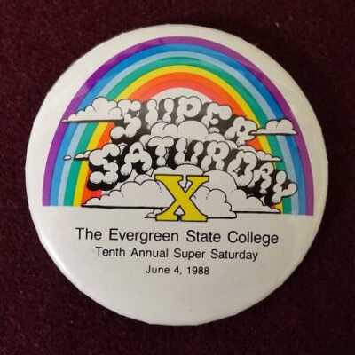 Super Saturday button: Copyright: Lacey Museum; Origformat: Artifact