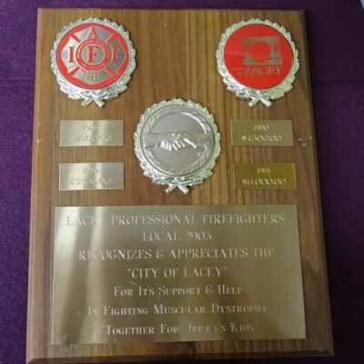 plaque, award: Copyright: Lacey Museum; Origformat: Artifact