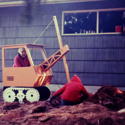 Becky and David Chamberlain Playing Steam Shovel, c. 1961