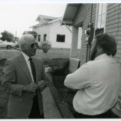 Conversation Outside Gallagher House, c. 1986