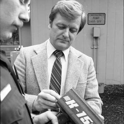 John Mansfield with a radar gun