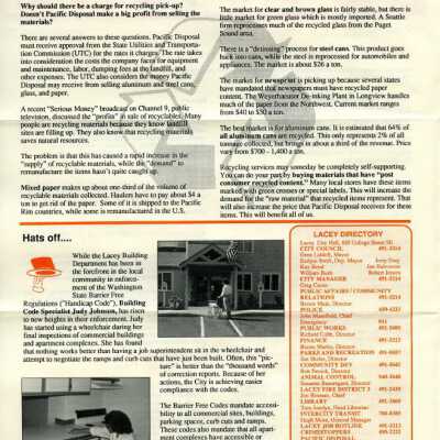 Sept 1991 Lacey Life Newsletter, p 2: Copyright: City of Lacey; Origformat: Document; Resolution: 300 dpi