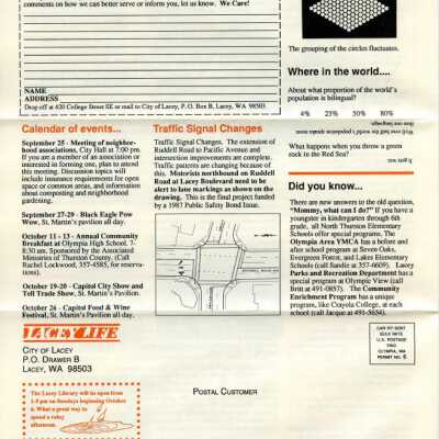 Sept 1991 Lacey Life Newsletter, p 4: Copyright: City of Lacey; Origformat: Document; Resolution: 300 dpi