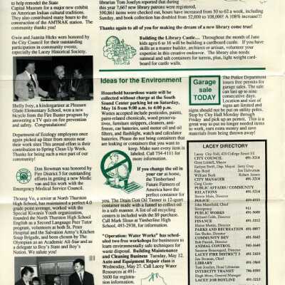 Lacey Life, April 1992, p.2: Copyright: City of Lacey; Origformat: Document; Resolution: 300