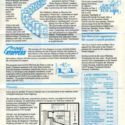April1991 Lacey Life newsletter, p. 2: Copyright: City of Lacey; Origformat: Document; Resolution: 300 dpi