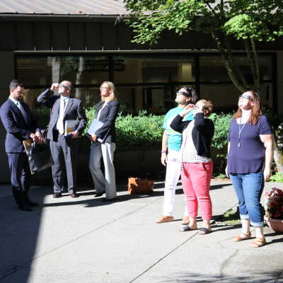 Solar Eclipse, August 21, 2017: Group at right: Liz Spiller, Carolyn Elliott, and Jenny Wilson (City Employees)