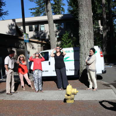 Solar Eclipse, August 21, 2017: Left to Right: Bracy DiLeonardo, unknown, Danielle Dahm, Michele Capestany, Kalie Nichols and Bernadette Moreland