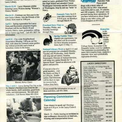 March 1992 Lacey Life, p. 2: Copyright: City of Lacey; Origformat: Document; Resolution: 300 dpi