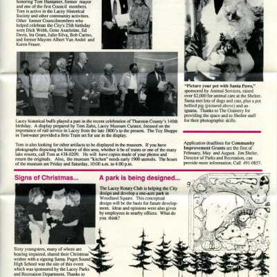 February 1992 Lacey Life, p. 3: Copyright: City of Lacey; Origformat: Document; Resolution: 300 dpi