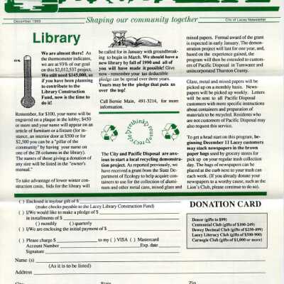 Lacey Life December 1989, page 1: Copyright: City of Lacey; Origformat: Document; Resolution: 300 dpi