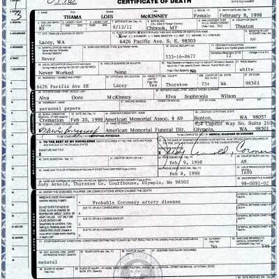 Documents related to the death of Thama Lois McKinney