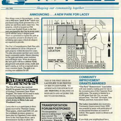 Page 1 Lacey Life July1990: Copyright: City of Lacey; Origformat: Document; Resolution: 300 dpi
