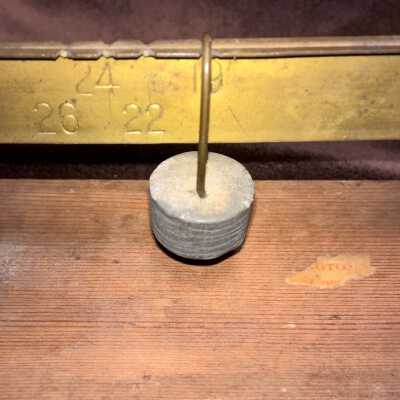 Egg scale, front detail: Copyright: Lacey Museum; Origformat: Artifact