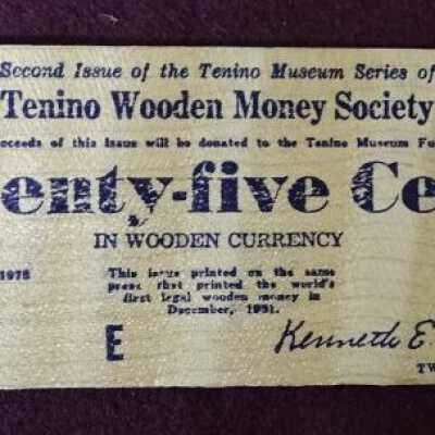 wooden money: Copyright: Lacey Museum; Origformat: Artifact