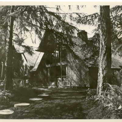 House nestled in trees