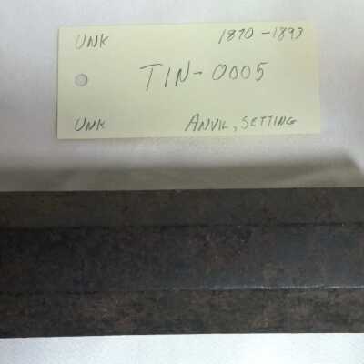 Setting Anvil with Tag: Copyright: Lacey Museum; Origformat: Artifact