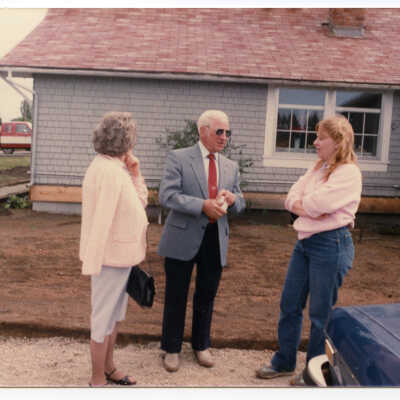 Discussion Outside Gallagher House, c. 1986