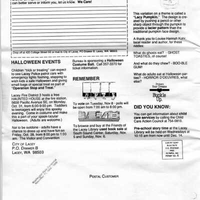 Page 4 Lacey Life Oct/Nov 1988: Copyright: Lacey Museum; Origformat: Document; Resolution: 400 dpi